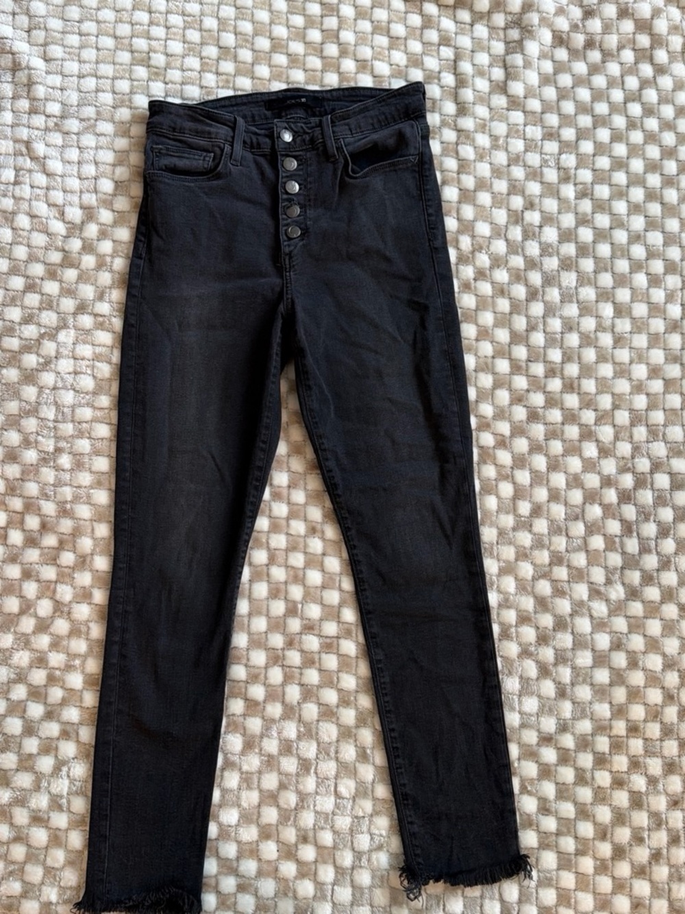 Joe's Jeans Black Skinny Button-Fly High-Rise Jeans